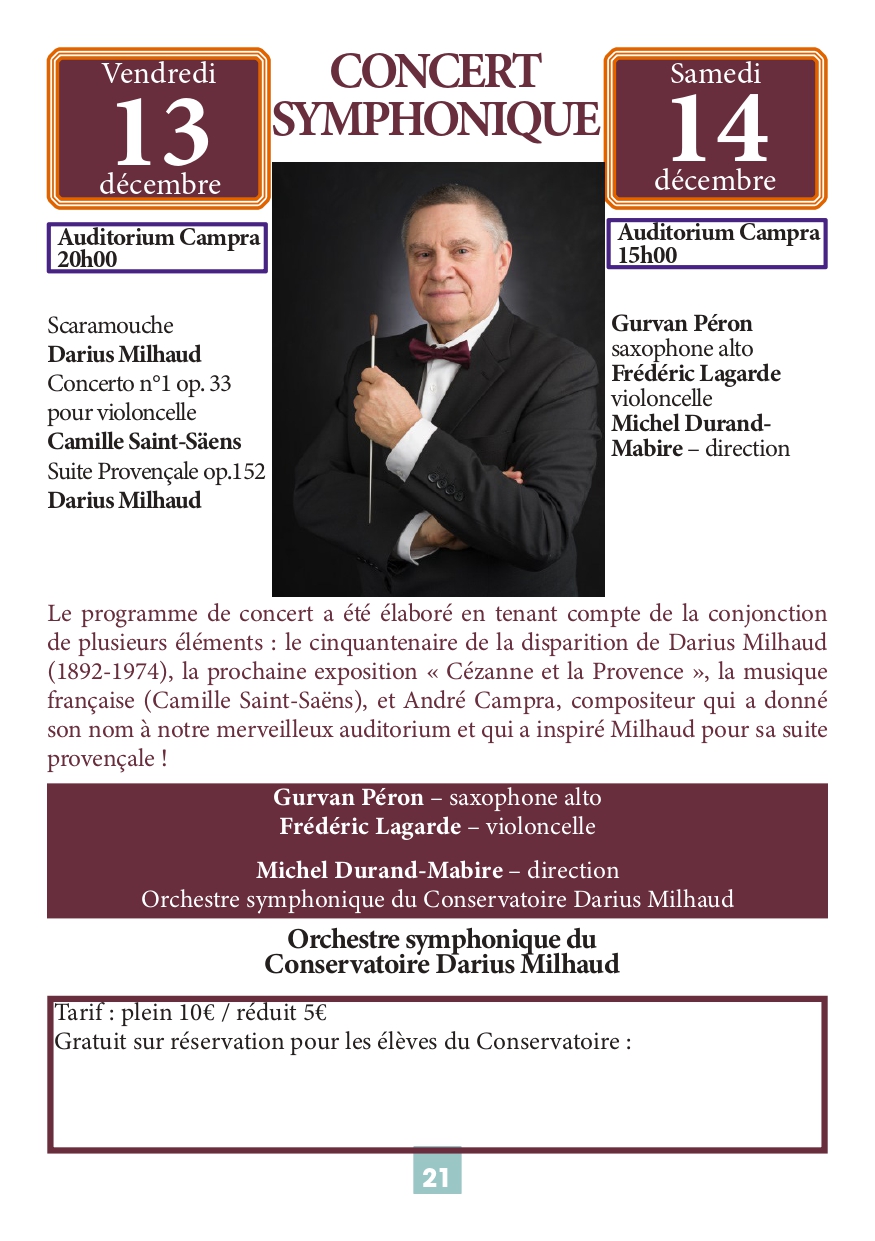 Concert symphonique au Conservatoire d'Aix-en-Provence